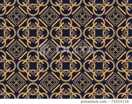 Art deco seamless pattern. Classic geometric retro ornament in gold and black in the style of the 1920s-1930s. Decor for prints, posters and interior design. Vector illustration 75054116