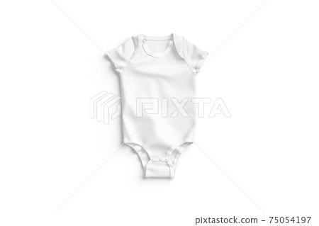 Blank white half sleeve baby bodysuit mockup lying, top view 75054197
