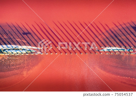 Abstract view of pink lake salt water from drone 75054537