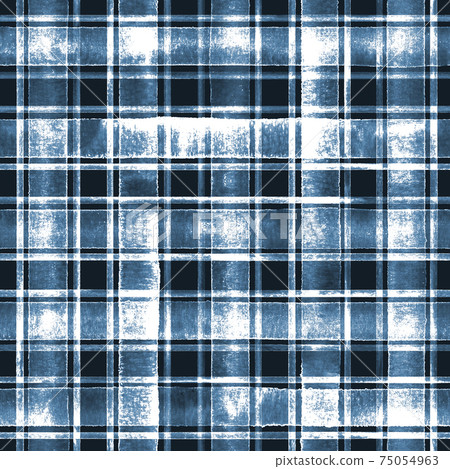 Watercolor grunge shabby chic stripe plaid seamless pattern 75054963
