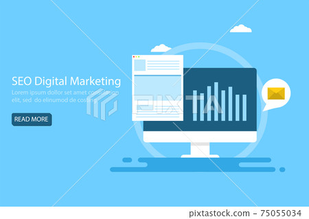 SEO marketing, Digital marketing, Marketing analytics - conceptual vector landing page template 75055034