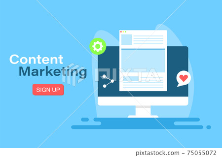 Content marketing, Digital advertising, Website marketing, Social media marketing - conceptual flat design vector illustration with icons and texts Content marketing, Digital advertising, Website marketing, Social media marketing - conceptual flat design vector illustration with icons and texts 75055072