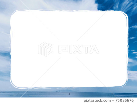 夏日的天空背景和手寫的框架素材 75056676