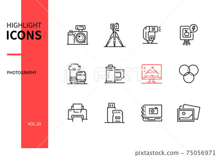 Photography concept - line design style icons set 75056971