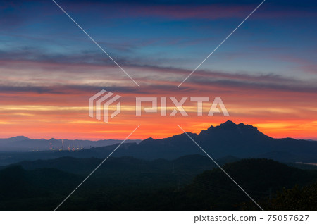 Mountain with sunset 75057627