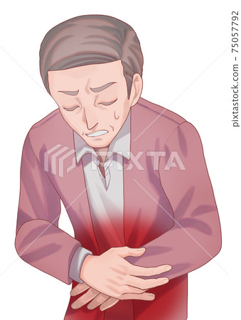 Senior man complaining of abdominal pain (uncle) Senior man complaining of abdominal pain (uncle) 75057792