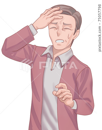 A man holding his head and complaining of a headache (uncle) A man holding his head and complaining of a headache (uncle) 75057798