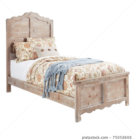 distressed white twin bed