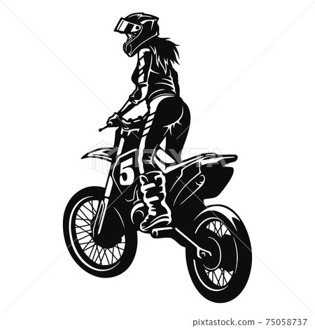 Motocross Motorcycle - Enduro, Freestyle - Motocross Extreme Sport, Freestyle Girl - Clipart, Vector Silhouette Motocross Motorcycle - Enduro, Freestyle - Motocross Extreme Sport, Freestyle Girl - Clipart, Vector Silhouette 75058737