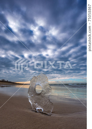 Baltic sea landscape with ice crystal in the sand Baltic sea landscape with ice crystal in the sand 75058867