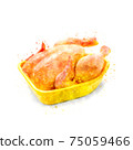 Corn-fed chicken in yellow packaging tray 75059466