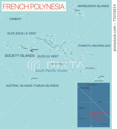 French Polynesia detailed editable map 75059814