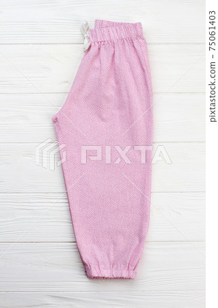 Pink pajama pants on white Pink pajama pants on white 75061403