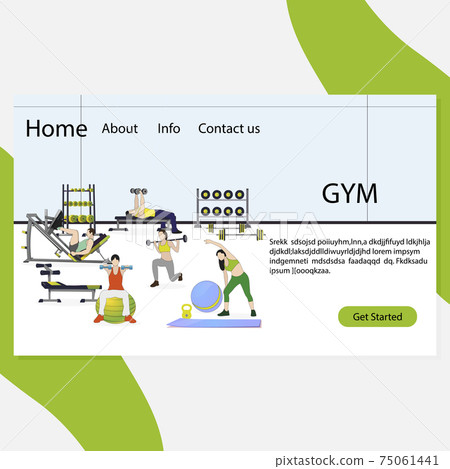 Gym landing page. Vector sport training to health Gym landing page. Vector sport training to health 75061441