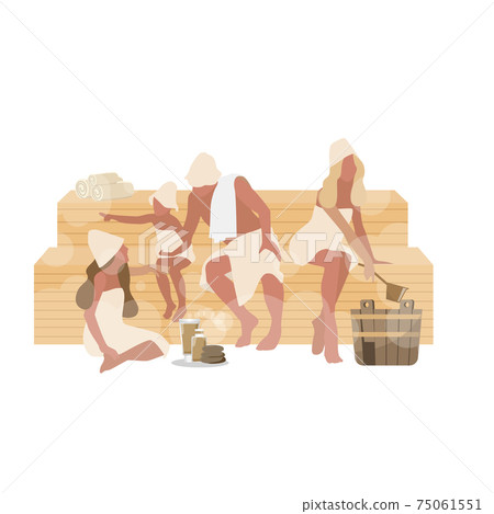 Family rest in sauna, health and relax Family rest in sauna, health and relax 75061551