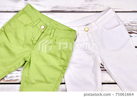Green and white kids trousers. Green and white kids trousers. 75061664