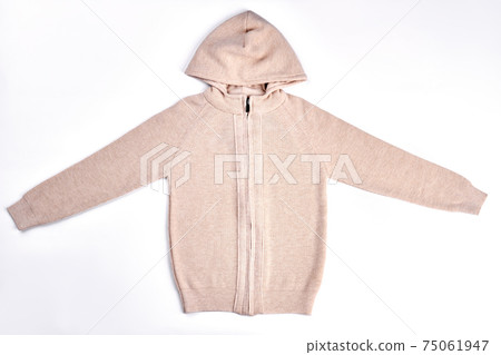 New knitted hooded sweater for girl. New knitted hooded sweater for girl. 75061947