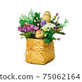 Easter basket from a flower arrangement on white background 75062164