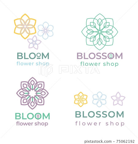 Flower shop vector logo design template in trendy linear style. Flower shop vector logo design template in trendy linear style. 75062192