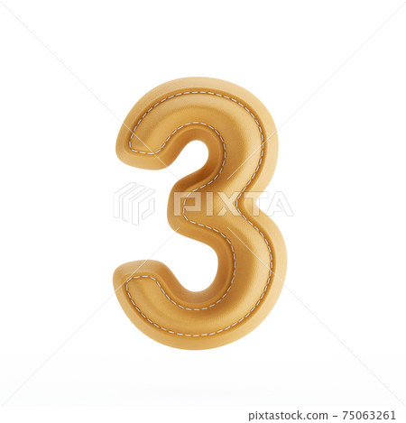 Leather yellow texture letter digit number three 3 75063261