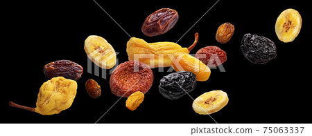 Dried fruits isolated on white background Dried fruits isolated on white background 75063337