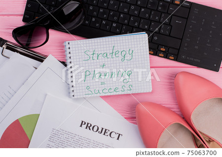 Stylish flatlay frame arrangement with woman's stuff and with other accessories. 75063700