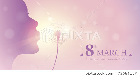 girl blows dandelion silhouette womens day 8th march 75064117