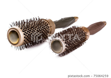 Plastic handle round hair brushes. Plastic handle round hair brushes. 75064259