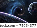 Black hole. Abstract space wallpaper. Universe filled with stars, galaxies and planets. Elements of this image furnished by NASA 75064377