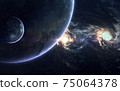 Deep space beauty, planets, stars and galaxies in endless universe. Elements of this image furnished by NASA 75064378