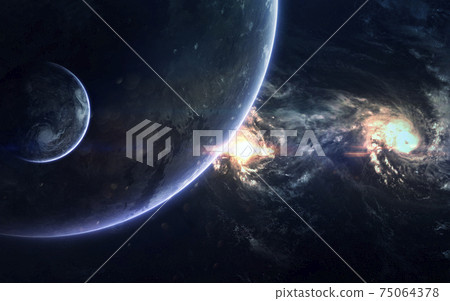 Deep space background with planets and stars. Elements of this