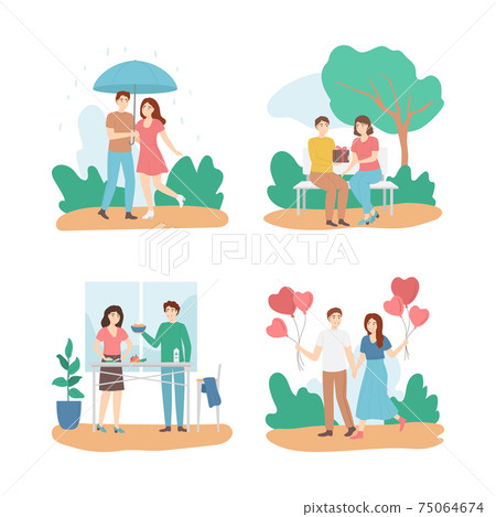 Cartoon Color Characters People and Love Family Relationship Concept. Vector Cartoon Color Characters People and Love Family Relationship Concept. Vector 75064674
