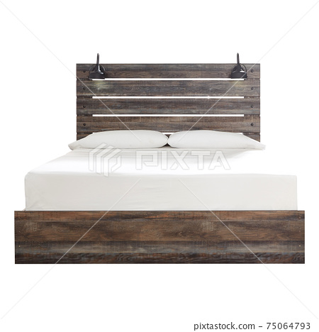Wood King Panel Bed With 4 Drawers Isolated On Stock Photo 75064793 Pixta Wood King Panel Bed With 4 Drawers, King Size Wood Panel Bed Frame