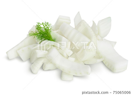 fresh fennel bulb slices isolated on white background with clipping path and full depth of field fresh fennel bulb slices isolated on white background with clipping path and full depth of field 75065006
