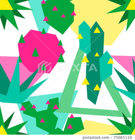 Seamless pattern with cacti and succulents. Seamless pattern with cacti and succulents. 75065119