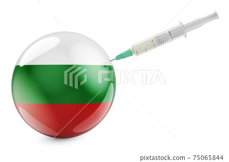 Syringe with Bulgarian flag. Vaccination in Bulgaria concept, 3D rendering 75065844