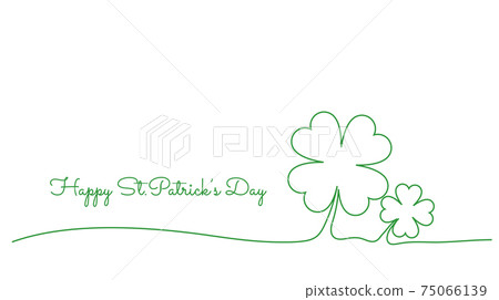 Continuous line drawing of Happy Saint Patrick's Day Irish celebration design with clover leave out line Continuous line drawing of Happy Saint Patrick's Day Irish celebration design with clover leave out line 75066139