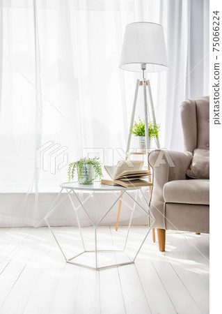 Kind of empty room, table and book 75066224