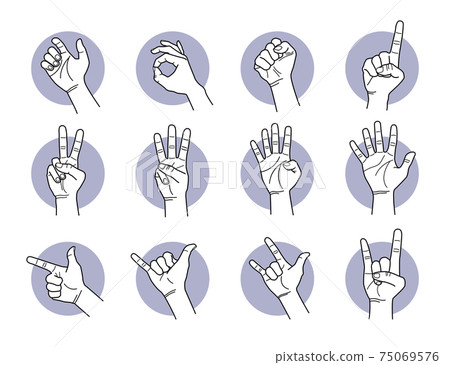 Hand and finger gestures. Hand and finger gestures. 75069576