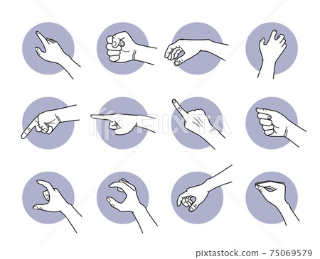Hand pointing and grabbing gestures.  75069579