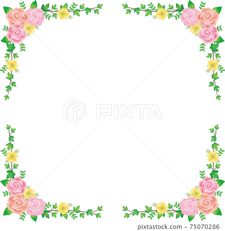 Rose and flower frame - Stock Illustration [75070286] - PIXTA