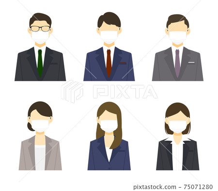 戴著面具的商人的插圖集 75071280