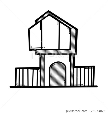 House building doodle vector icon. Drawing sketch illustration hand drawn line eps10 House building doodle vector icon. Drawing sketch illustration hand drawn line eps10 75073075