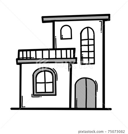 House building doodle vector icon. Drawing sketch illustration hand drawn line eps10 House building doodle vector icon. Drawing sketch illustration hand drawn line eps10 75073082