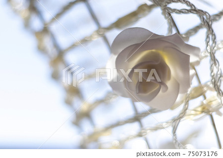 White artificial flower rose ornament White artificial flower rose ornament 75073176