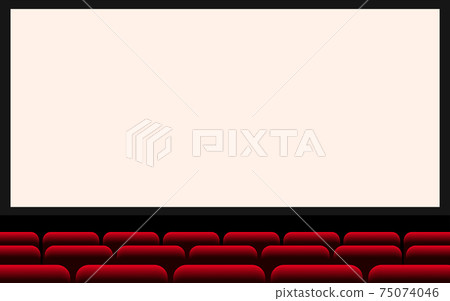 white cinema screen and red seats in the hall white cinema screen and red seats in the hall 75074046