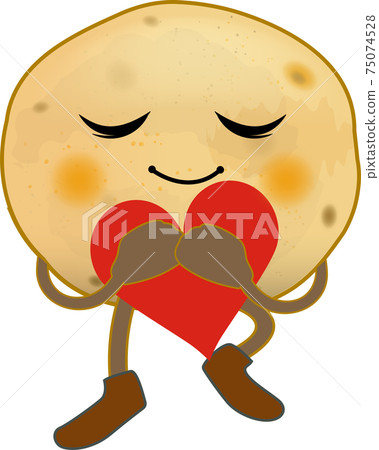 A cute potato character that embraces the heart 75074528