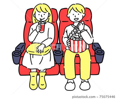Two people watching a movie Two people watching a movie 75075446