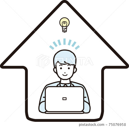 Male businessman telework remote work from home... - Stock Illustration ...