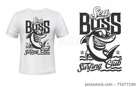 Shark t-shirt print mockup, surfing club waves Shark t-shirt print mockup, surfing club waves 75077190